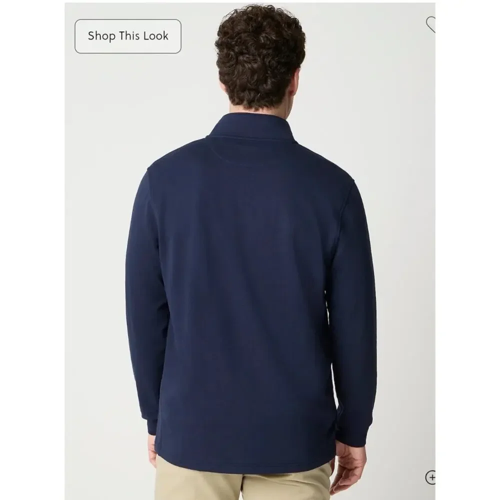 NWT J. Crew Quilted Quarter-Zip Heather Deep Navy XL